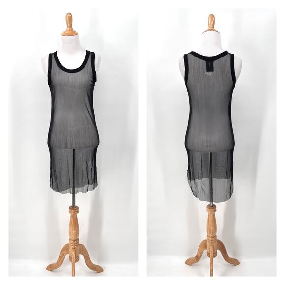 Ann Demeulemeester Dresses & Skirts - ANN DEMEULEMEESTER Sheer Mini Tank Dress Black 6 8 Black Silk Mesh Scoop Neck